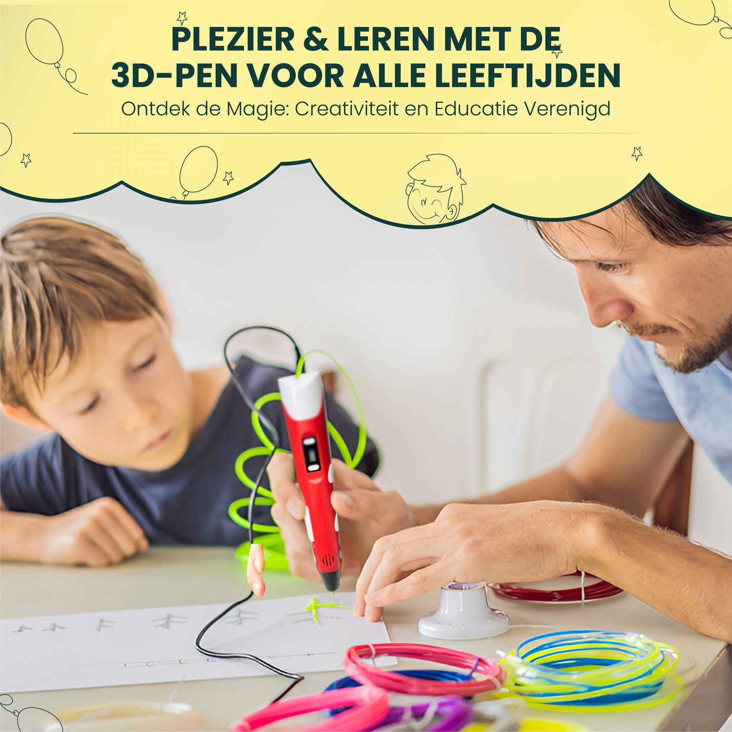 CosyPlace 3D Printer Pen XXL Starterspakket voor Kinderen & Volwassenen